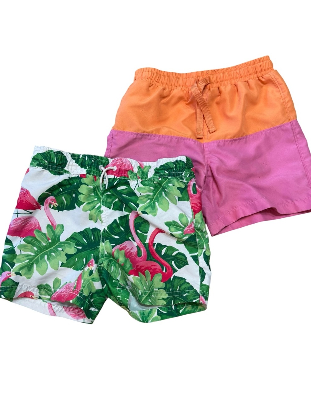4T Boys Swim Trunk Bundle Shorter Shorts Neon Bright Colors Lined Tropical